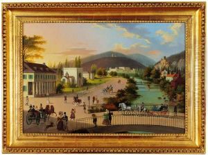 Bilderuhr "scheiner""s Kaffeehaus Mit Der Weilburg Bey Baden"