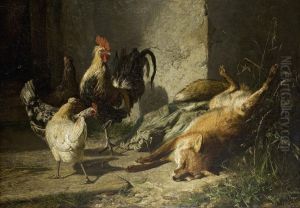 Toter Fuchs Und Huhner by Johann Baptist Hofner