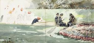 Vista De Jardim Com Figuras by Ricardo Hogan