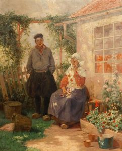 Pareja De Holandeses En Unjardin by Rudolf Alfred Hoger