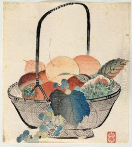 Surimono: Corbeille De Fruits by Morimura Hogi