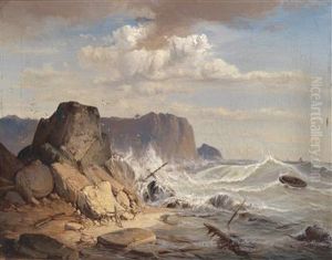 A Stormy Coastal Scenery by Charles Hoguet