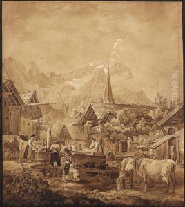 Dorf Partenkirchen Mit Aussicht Auf Die Zugspitze by Friedrich Hohe