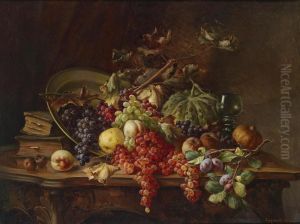 Still Life Of Fruit With Grapes by Enrico Hohenberger