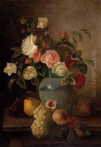 Blumenstillleben Mit Fruchten by Enrico Hohenberger