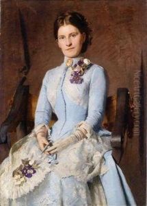 Bildnis Einer Dame Im Blauen Kleid Mit Veilchen