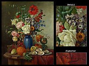 Blumenstilleben Mit Fruchten Und Austern by Franz Hohenberger