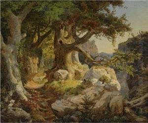 Der Drachenfels (view Of The Drachenfels) by Adolf Hohneck