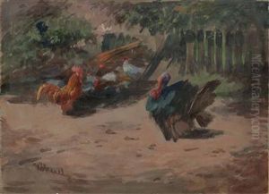 Huhnerfamilie Und Truthahn by Wilhelm Hohnel