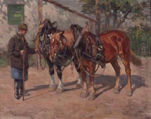 Bauer Mit Pferdegespann by Wilhelm Hohnel