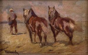 Bauer Mit 2 Pferden by Wilhelm Hohnel