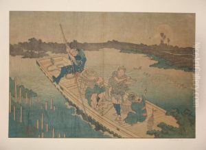 Voyageurs Dans Un Bac En Pleine Lune by Toyota Hokkei