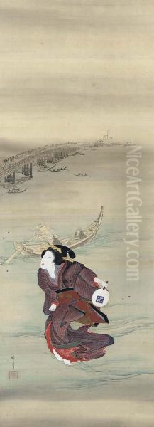 Geisha Hunting Fireflies In The Sumida River - view 1