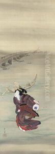 Geisha Hunting Fireflies In The Sumida River by Teisai Hokuba