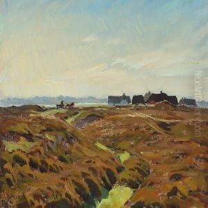 Heather With A Cart And A House by Niels Holbak