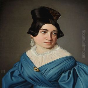 Girl In A Blue Dress With A Gold Brooch