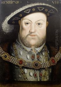 Portrait Of Henry Viii, Half-length, In Grey Embroidered Costume And A Fur-trimmed Mantle by Hans Holbein the Younger