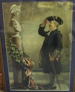 A Greenwich Pensioner Saluting A Bust Ofnelson