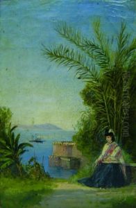Gentildonna Seduta Con Sfondo Di Marina E Castello by Fanny Holden