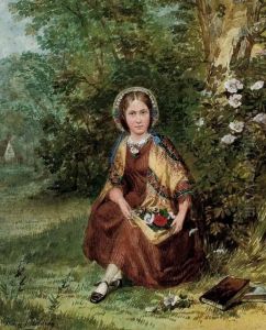 Portrait Of A Lady With Flowers In Her Lap (illustrated); And Portrait Of A Lady In A Yellow Hat by Henry James G. Holding