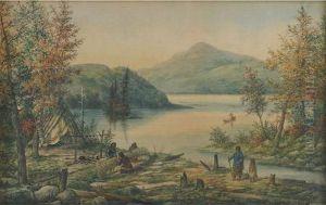 Trudeau""""s Lake, Bowineghere River by Alfred Worsley Holdstock