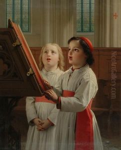 Choirboys At The Lectern by Hippolyte Dominique Holfeld