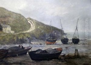 Beached Fishing Boats On The Isle Of Man