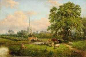 Repton Church From The River Trent by John Holland