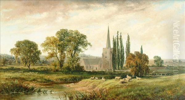 River Landscape With Parish Church Beyond - view 1