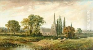 River Landscape With Parish Church Beyond by Sebastopol Samuel Holland