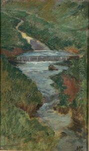 Landskap Med Vattendrag by Alfons Hollaender
