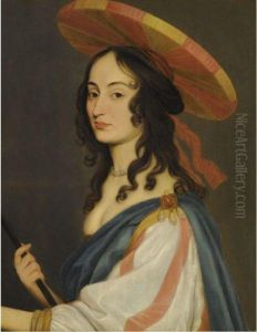 Self-portrait, Holding A Paint Brush