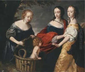 Allegorical Portrait Of Three Ladies And A Child As The Finding Oferichthonius by Luise, Princess Hollandine