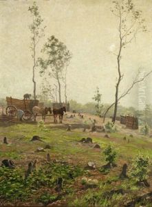 Holzabfuhr Auf Einer Waldlichtung by Felix Hollenberg