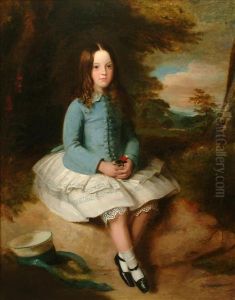 Portrait Of A Younggirlfull Length Seated On Woodland Bank