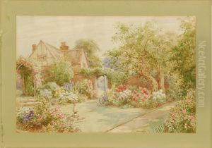 English Tudor Garden In Spring by Maud Hollyer