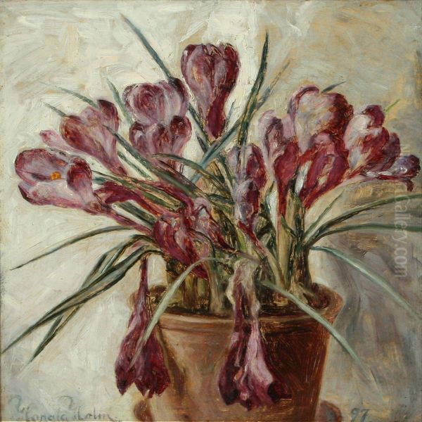 Still Life With Mauvecrocus In A Pot - view 1