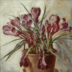 Still Life With Mauvecrocus In A Pot by Harald Martin H. Holm