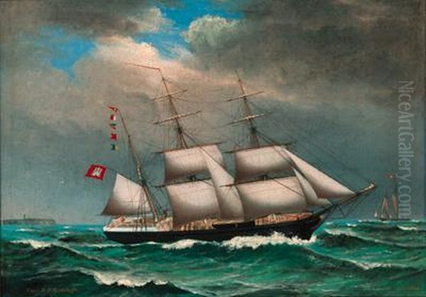 The Hamburg Full-rigger Insulana Passing A Hamburg Schooner Offheligoland - view 1