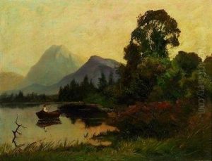 Angler Im Boot Auf Einem Bergsee by Wilhelm Lorens Holm