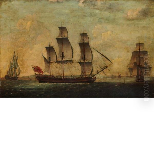 A Ship Of The Red Fleet In Three Positions - view 1