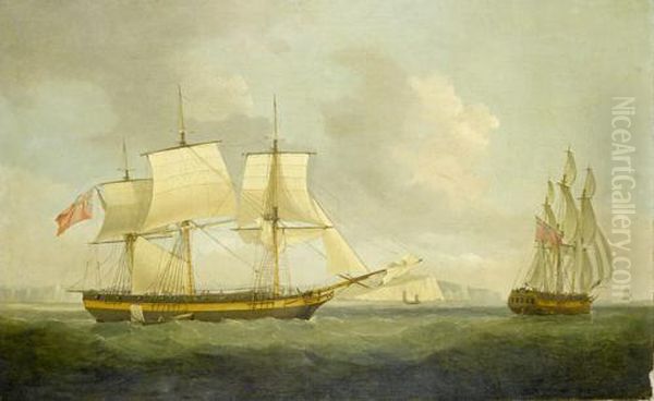 A Three-masted Merchantman In Two Positions In The Downs - view 1