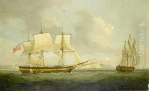 A Three-masted Merchantman In Two Positions In The Downs by Francis Holman