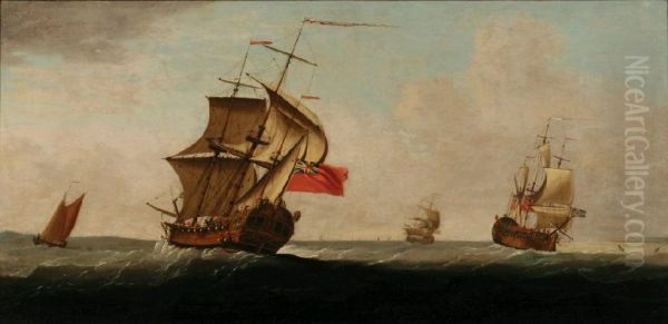A British Six
Rate Frigate And Other Shipping In Choppy Waters - view 1