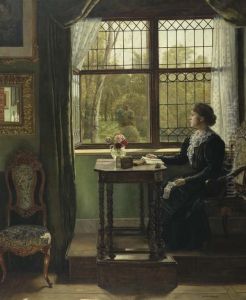 Interieur Mit Junger Frau Am Fenster. by August Holmberg