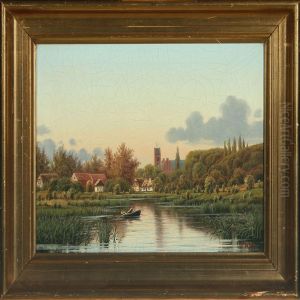 A Danish Steam Scenery From Lyngby Village