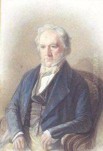 Half Length Portrait Of A Gentleman In Blue Coat by Edward Holmes