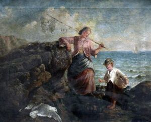 Shrimpers On The Rocks by George Holmes