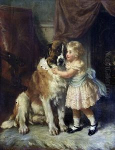 Girl And A St Bernard by George Holmes