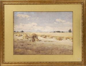 Landscape With Haystacks by W.H. Holmes